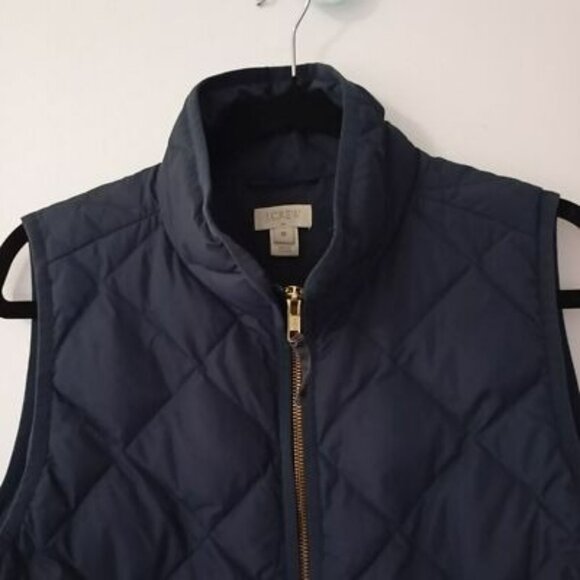 J.Crew Quilted Down Jackets Vest With Gold Zipper M Navy Blue Womens - Picture 5 of 9